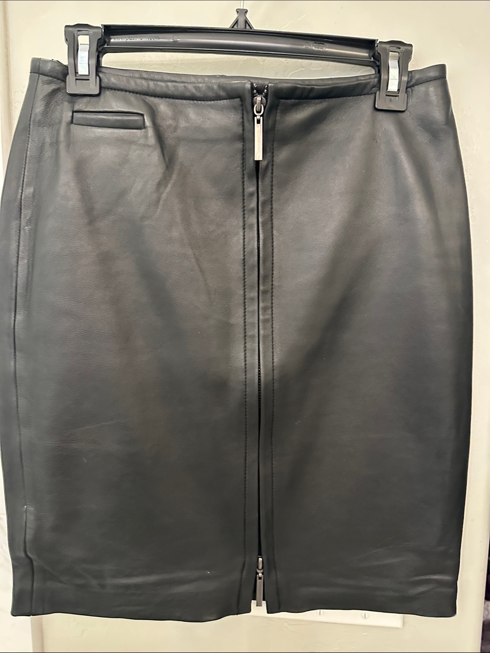 Express genuine Leather Zip-Front Pencil Skirt